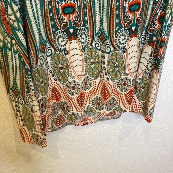 Boutique Unbranded Boho Midi Tunic Shift Dress EUC Sz M Retro Print V-Neck - Picture 4 of 10